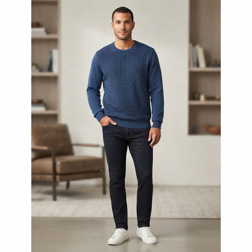 Dockers Textured Knit Crewneck Sweater Pullover Blue XL